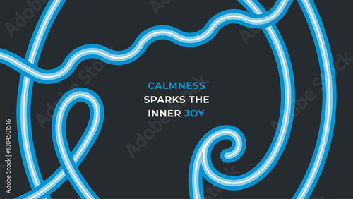 Calmness Sparks Inner Joy Abstract Blue Line Art