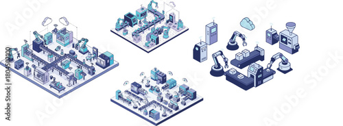 Industry 4.0 Smart Factory Isometric Vector Illustration