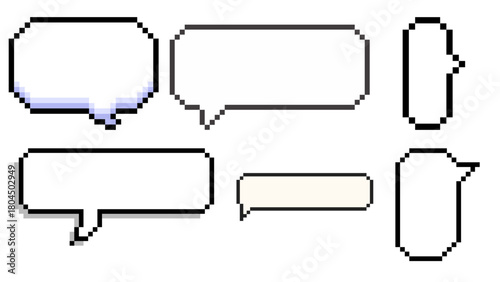 Pixelated Speech Bubbles Retro-Style Talk Balloons for Digital Conversations and Graphic Designs