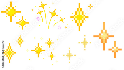 Pixel Art Twinkling Stars Add a touch of Retro Glamour with Digital Sparkle