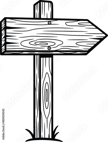 Wooden sign vector illustration direction signpost waymark roadsign art eps silhouette