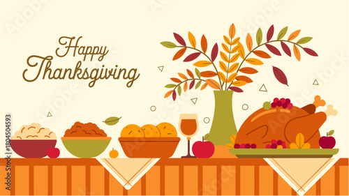 Thanksgiving holiday table with festive treat