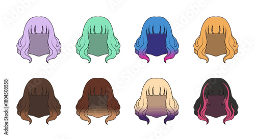 Diverse Anime Hair Styles A Colorful Collection of Wigs 7.