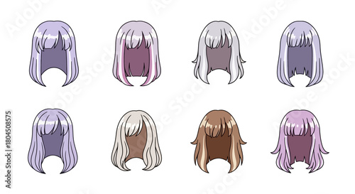 Diverse Anime Hair Styles A Collection of Colorful Wigs 1.