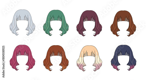 Colorful Wig Collection Diverse Styles and Shades for Every Occasion.