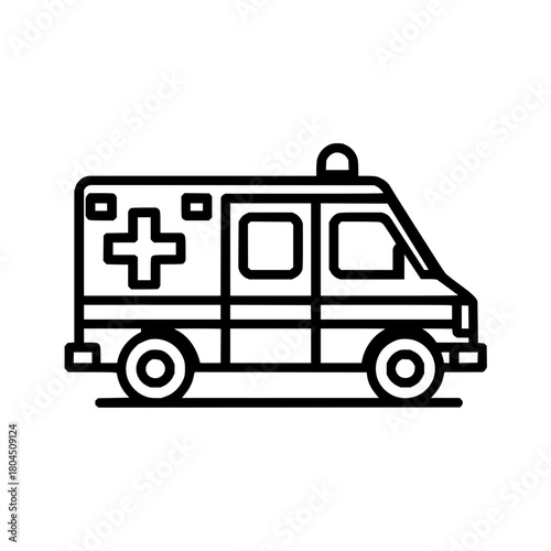 Ambulance emergency medical service vehicle vector icon healthcare hospital transportation first aid rescue 100