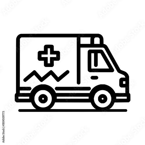 Emergency medical service ambulance vector icon for healthcare first aid and hospital transport needs design 100