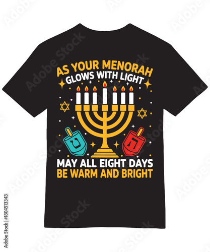 Menorah Glows Warm Bright Hanukkah Dreidel