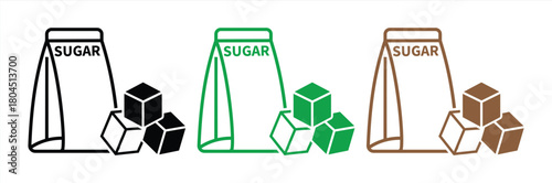 Sugar cubes icon set. Ice cube vector illustration.