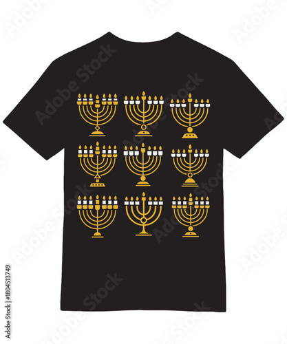Multiple Menorah Pattern Hanukkah Gift Tee