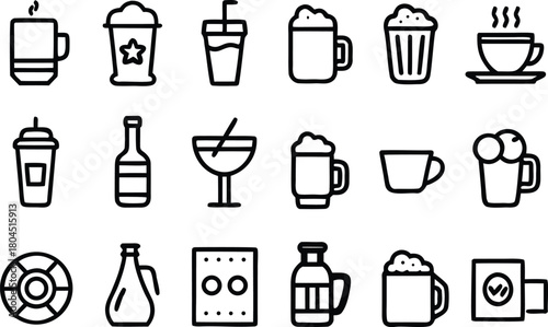 Beverage and drink icon set for menus and digital designs