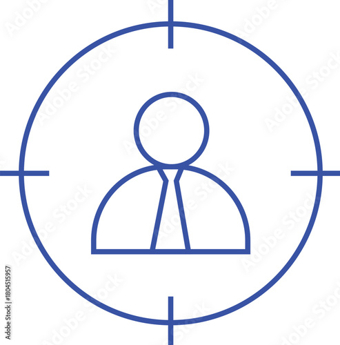 Business professional icon within a target scope representing focus and identification of individuals