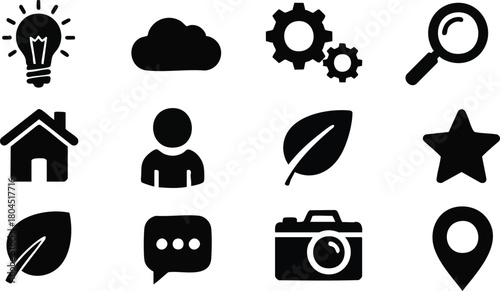 Set of minimalist vector icons for interface design and web use