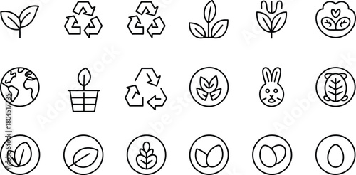 Ecology and Environment Icons Line Art