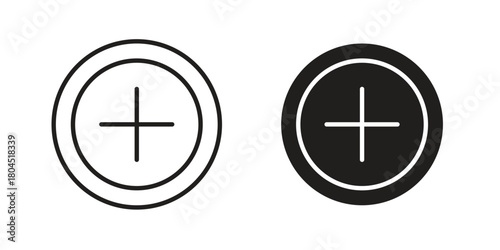 Add icon symbol. Illustration for web and mobile app. Line and solid style