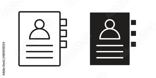 Address book icon symbol. Illustration for web and mobile app. Line and solid style