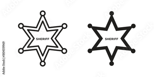 Badge Sheriff icon symbol. Illustration for web and mobile app. Line and solid style