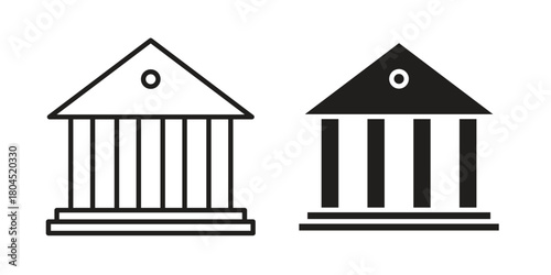Bank icon symbol. Illustration for web and mobile app. Line and solid style