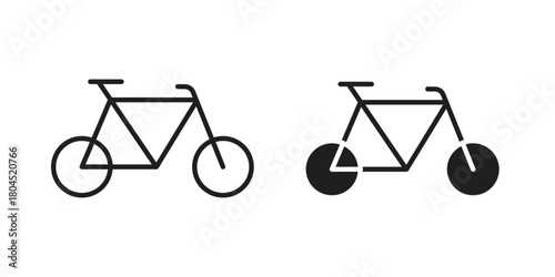 Biking mountain icon symbol. Illustration for web and mobile app. Line and solid style