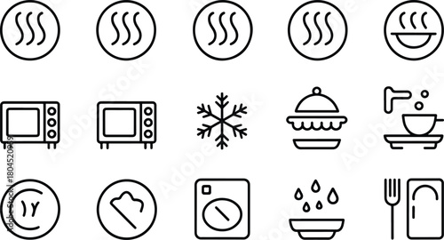 Kitchen Appliances and Utensils Icon Set Outline