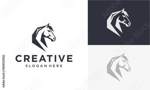 horse head vector logo design