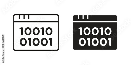 Binary code icon symbol. Illustration for web and mobile app. Line and solid style