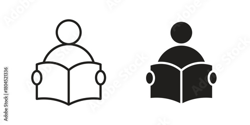 Book open reader icon symbol. Illustration for web and mobile app. Line and solid style