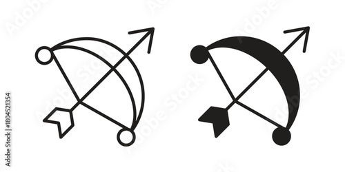 Bow arrow icon symbol. Illustration for web and mobile app. Line and solid style