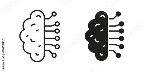 Brain circuit icon symbol. Illustration for web and mobile app. Line and solid style