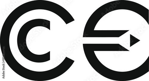 Copyright and creative commons symbol with arrow graphic icon