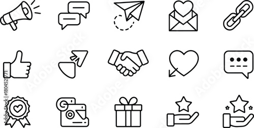 Line Icons of Business and Communication Elements