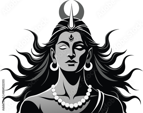 Stylized illustration of lord shiva in a meditative pose