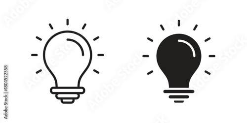 Bulb icon symbol. Illustration for web and mobile app. Line and solid style
