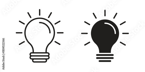 Bulb icon symbol. Illustration for web and mobile app. Line and solid style