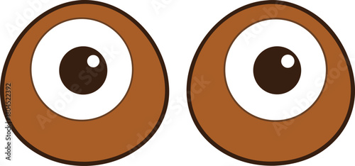 Cartoon brown eyes looking forward, playful character element