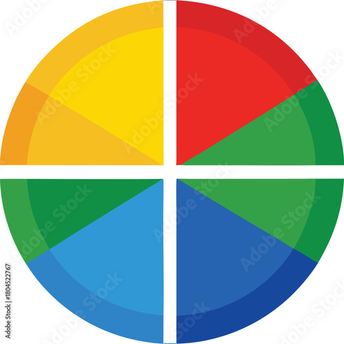 Colorful pie chart icon representing data analysis and division