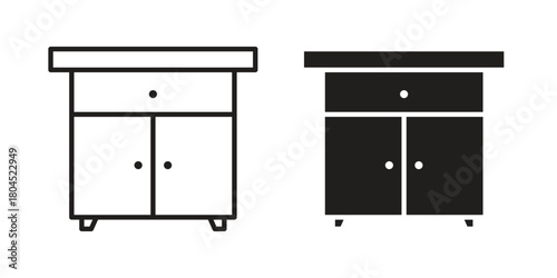 Cabinet icon symbol. Illustration for web and mobile app. Line and solid style