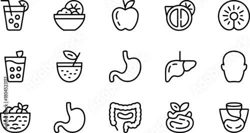 Outline Icons for Health and Wellness Promotion