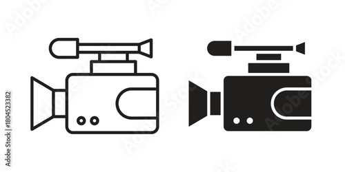 Camcorder icon symbol. Illustration for web and mobile app. Line and solid style