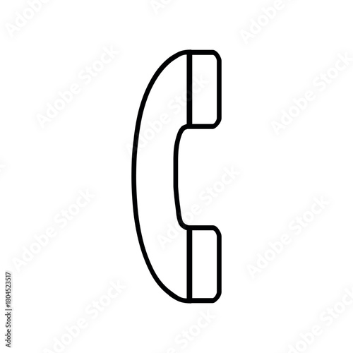A simple black and white line drawing of a telephone receiver on a plain white background space