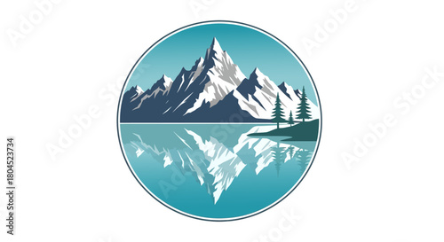 Serene Mountain Reflection Logo Design Nature Adventure and Tranquility