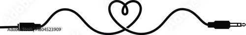 Audio jack cable forming heart shape vector illustration clip art eps eps silhouette