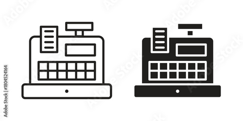 Cash register icon symbol. Illustration for web and mobile app. Line and solid style