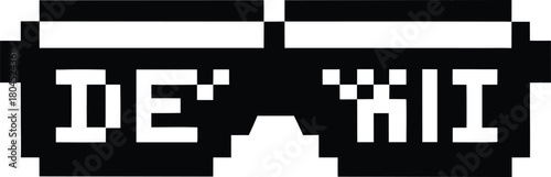 Pixelated 'deal with it' meme sunglasses black and white.