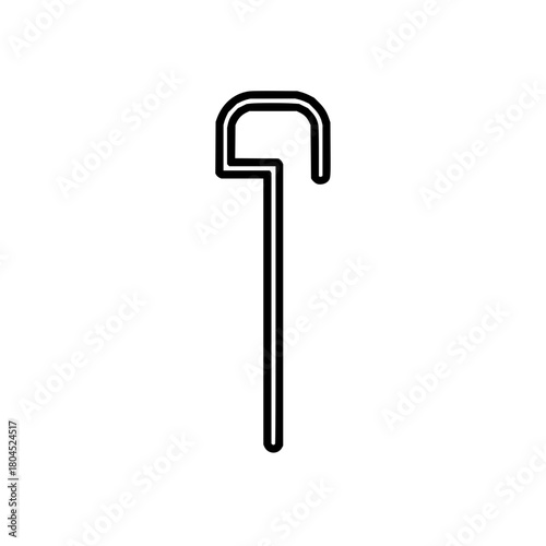 Walking cane vector illustration outline medical mobility aid stick symbol for assistance and support tool