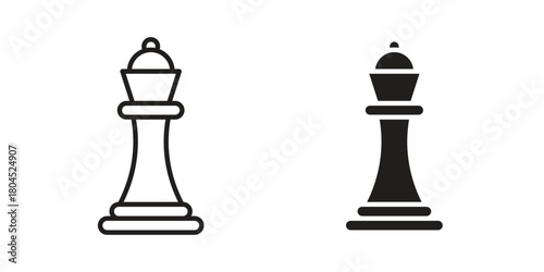 Chess queen icon symbol. Illustration for web and mobile app. Line and solid style