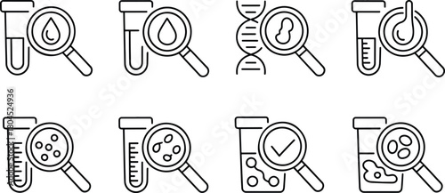 Scientific Research and Analysis Line Icons Set
