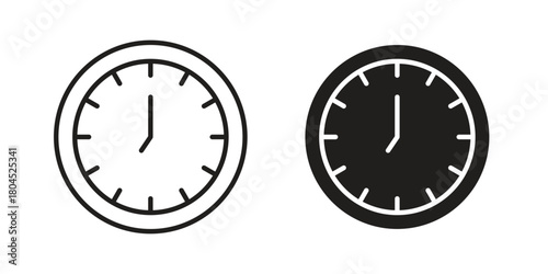 Clock seven icon symbol. Illustration for web and mobile app. Line and solid style