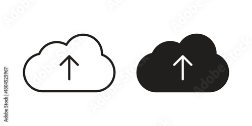 Cloud upload icon symbol. Illustration for web and mobile app. Line and solid style