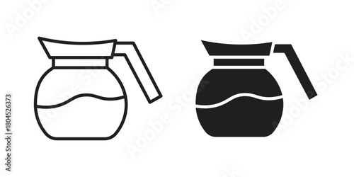 Coffee pot icon symbol. Illustration for web and mobile app. Line and solid style